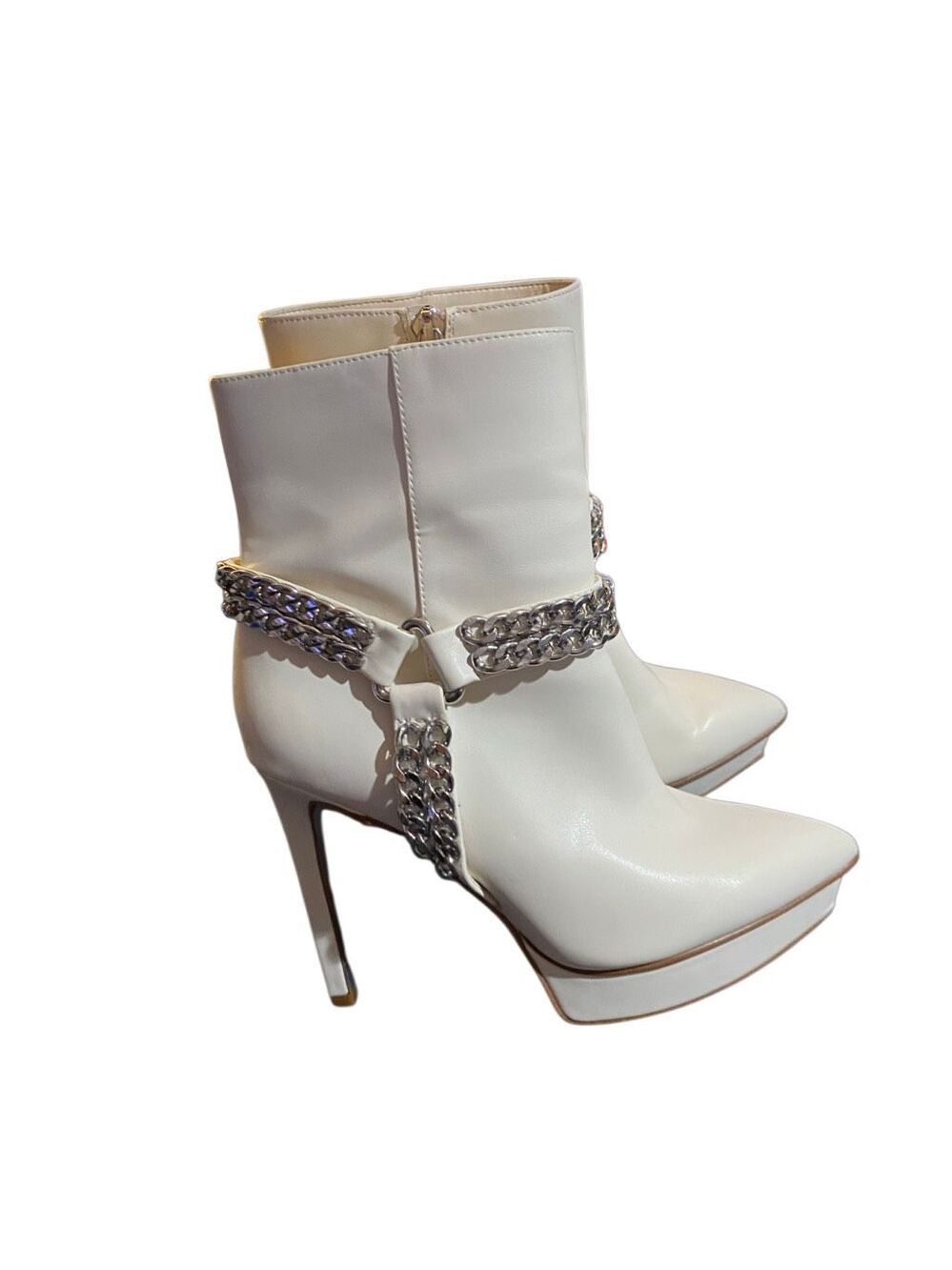 JLO Fhanzee ivory, stiletto, chain detail for leather boot 6